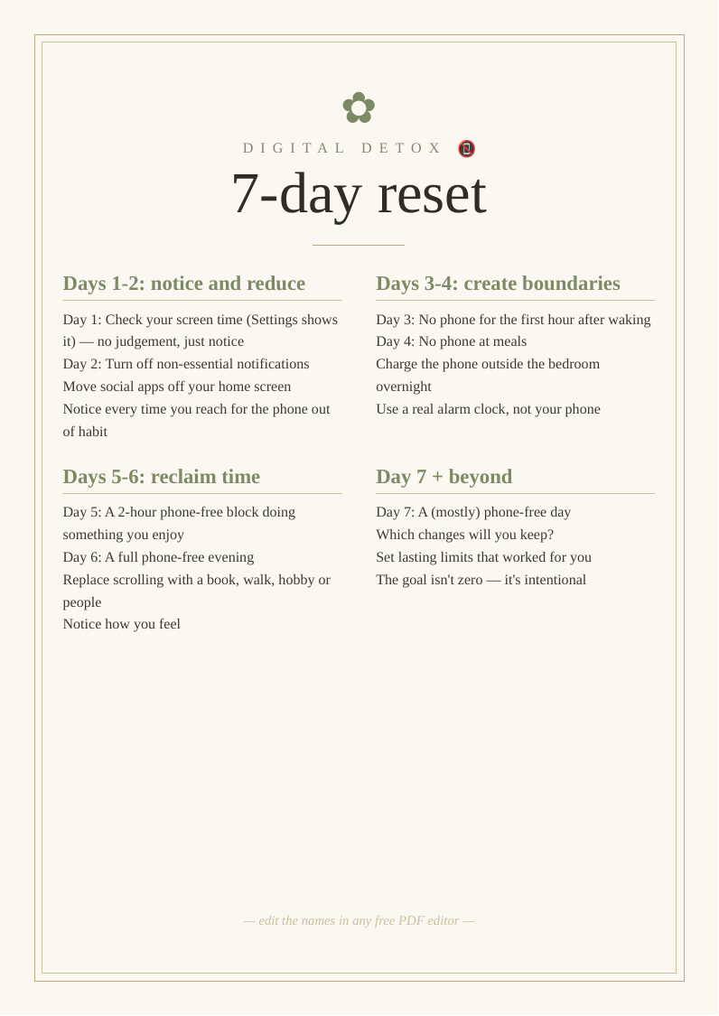 7-day digital detox challenge