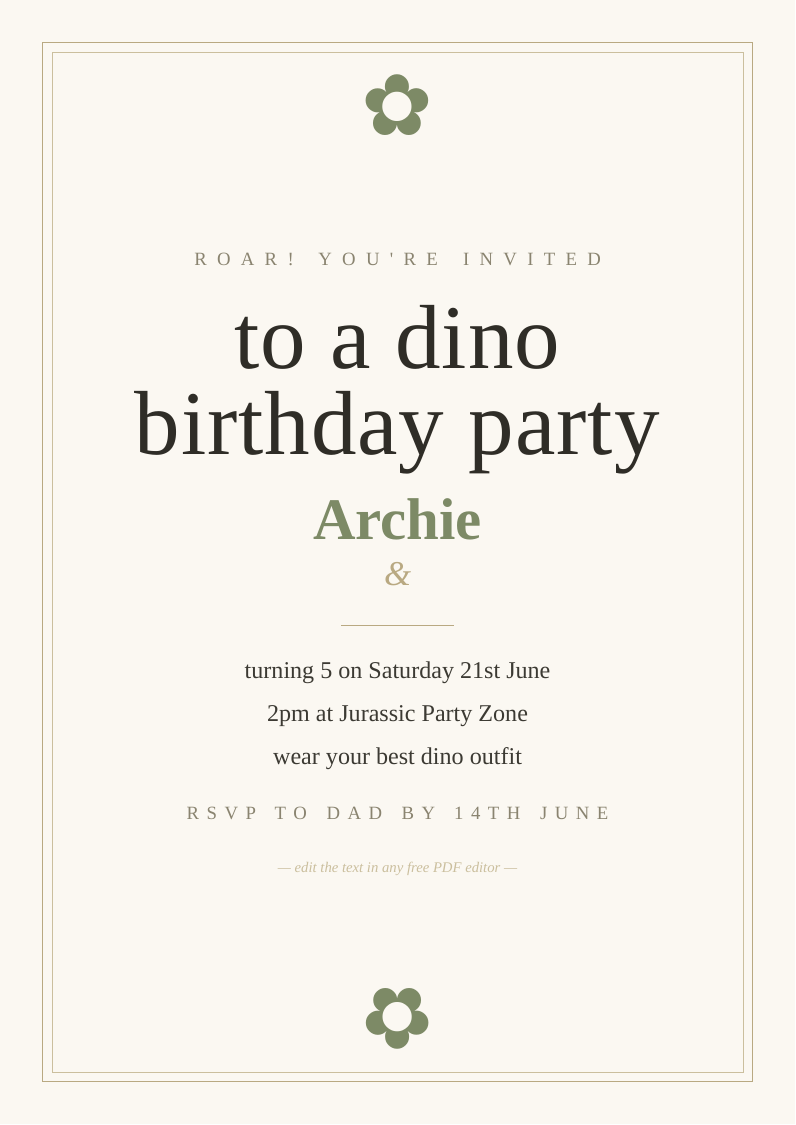Dinosaur party invitation