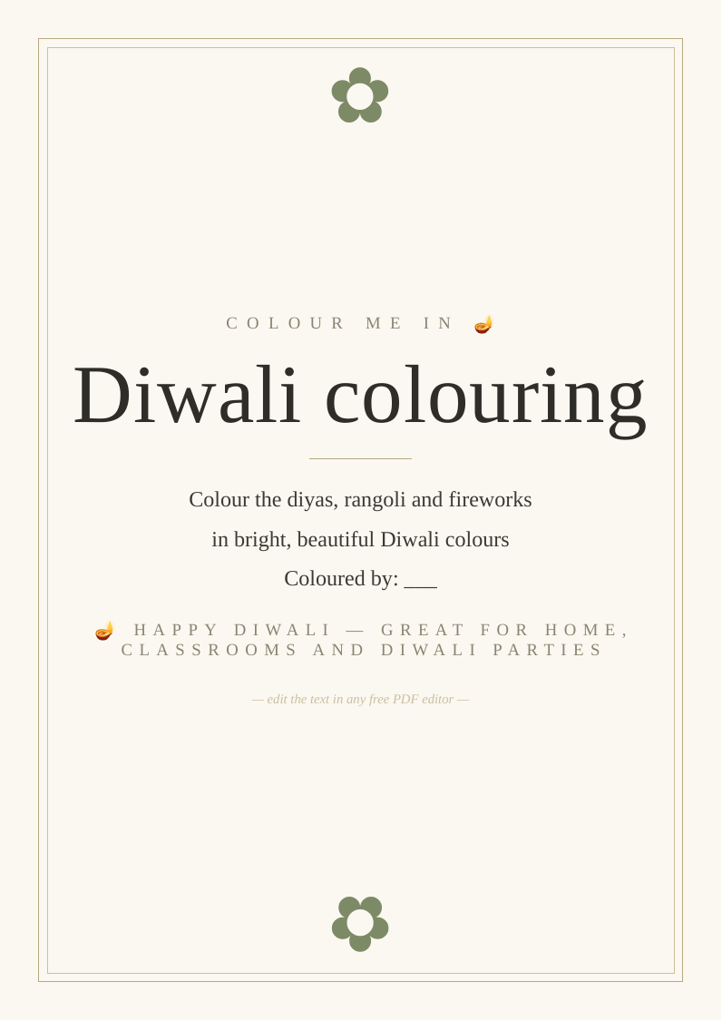 Diwali colouring sheet