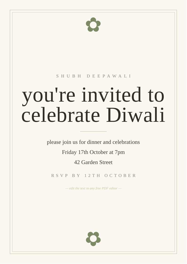 Diwali invitation