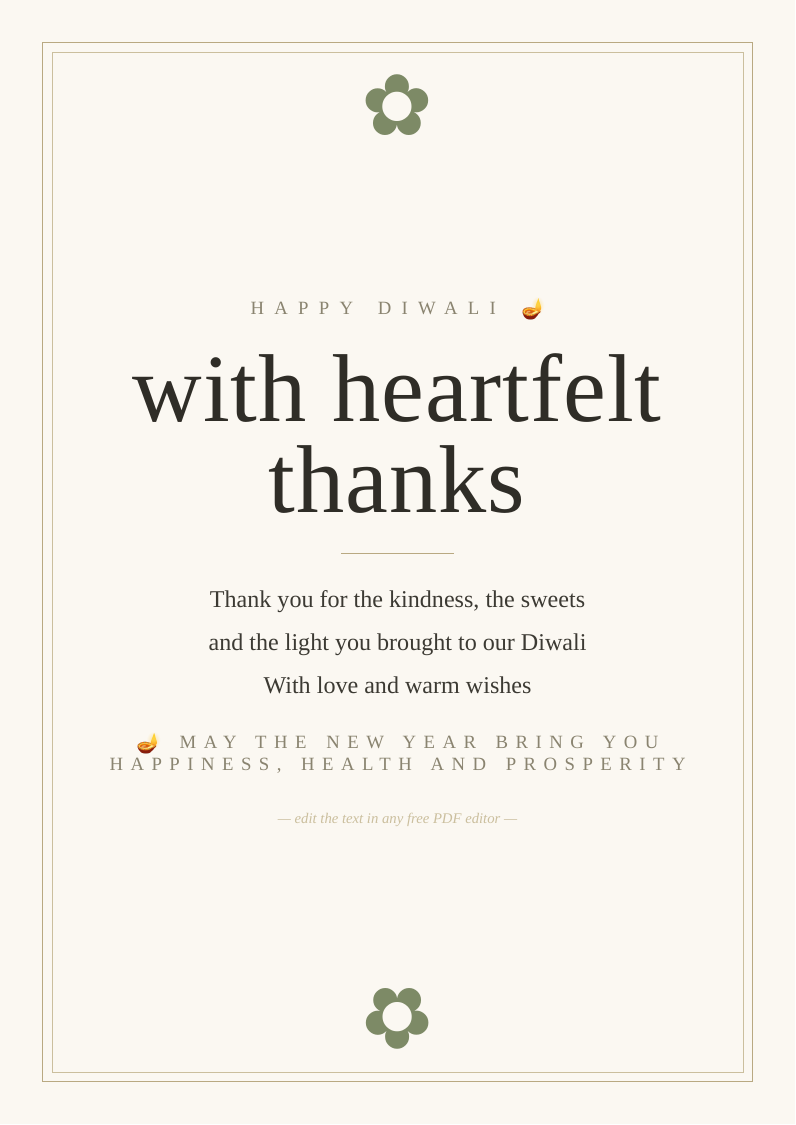 Diwali thank you card