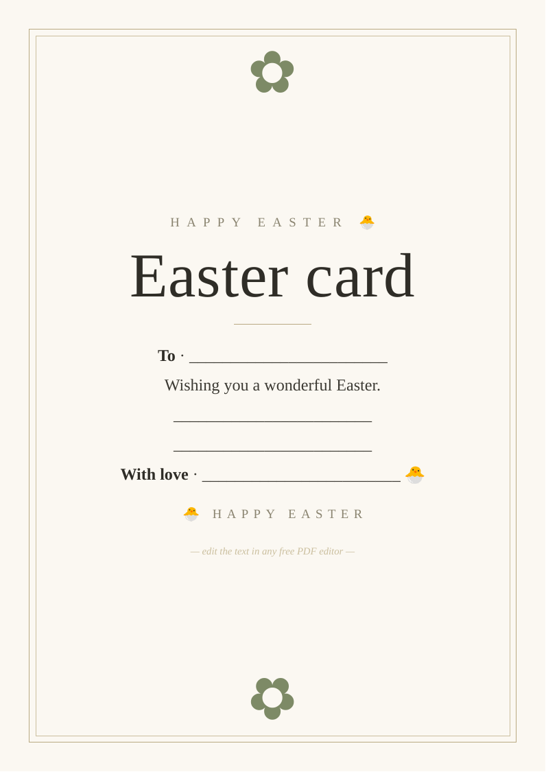 Easter greeting card template