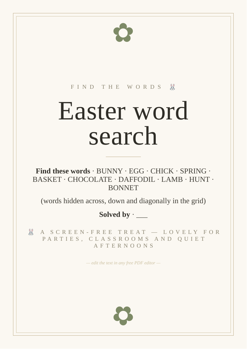 Easter word search