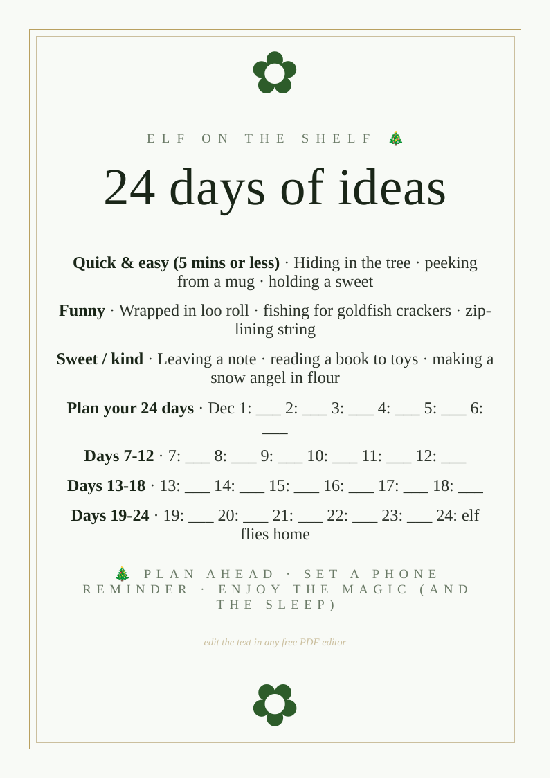 Elf on the Shelf ideas planner