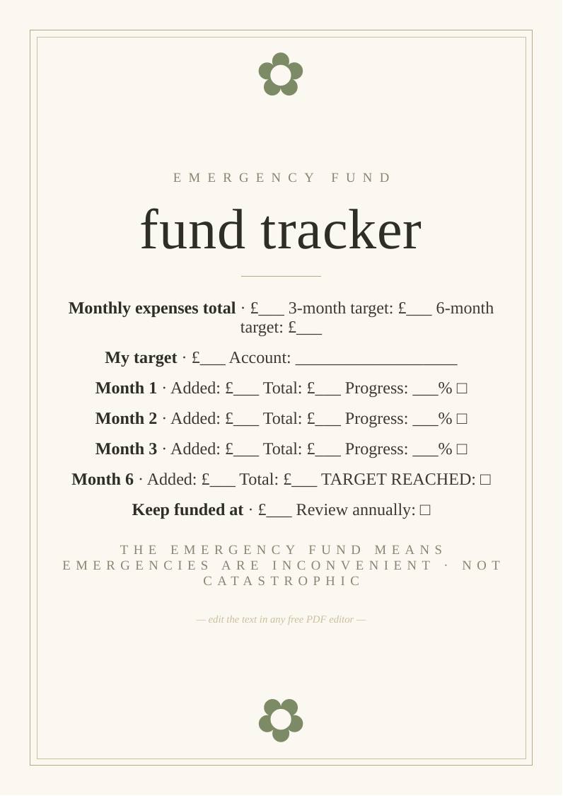 Emergency fund building tracker