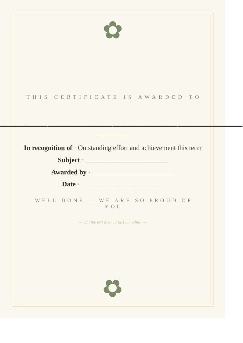 End of term certificate
