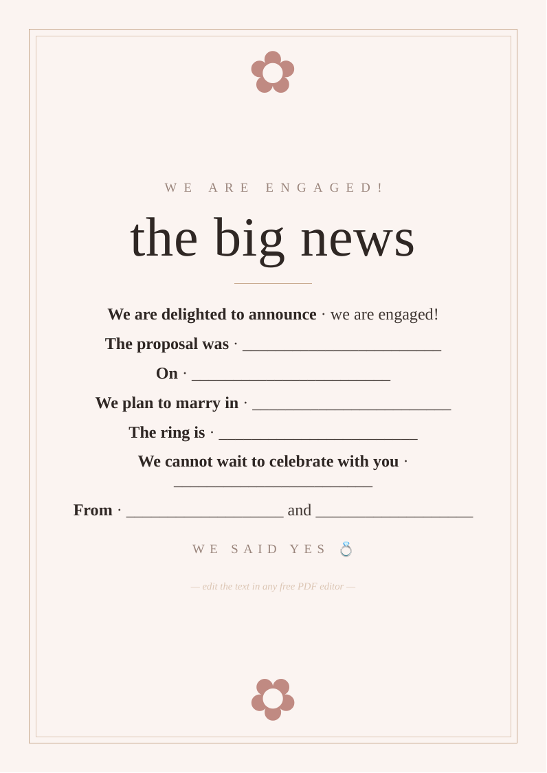 Engagement announcement card