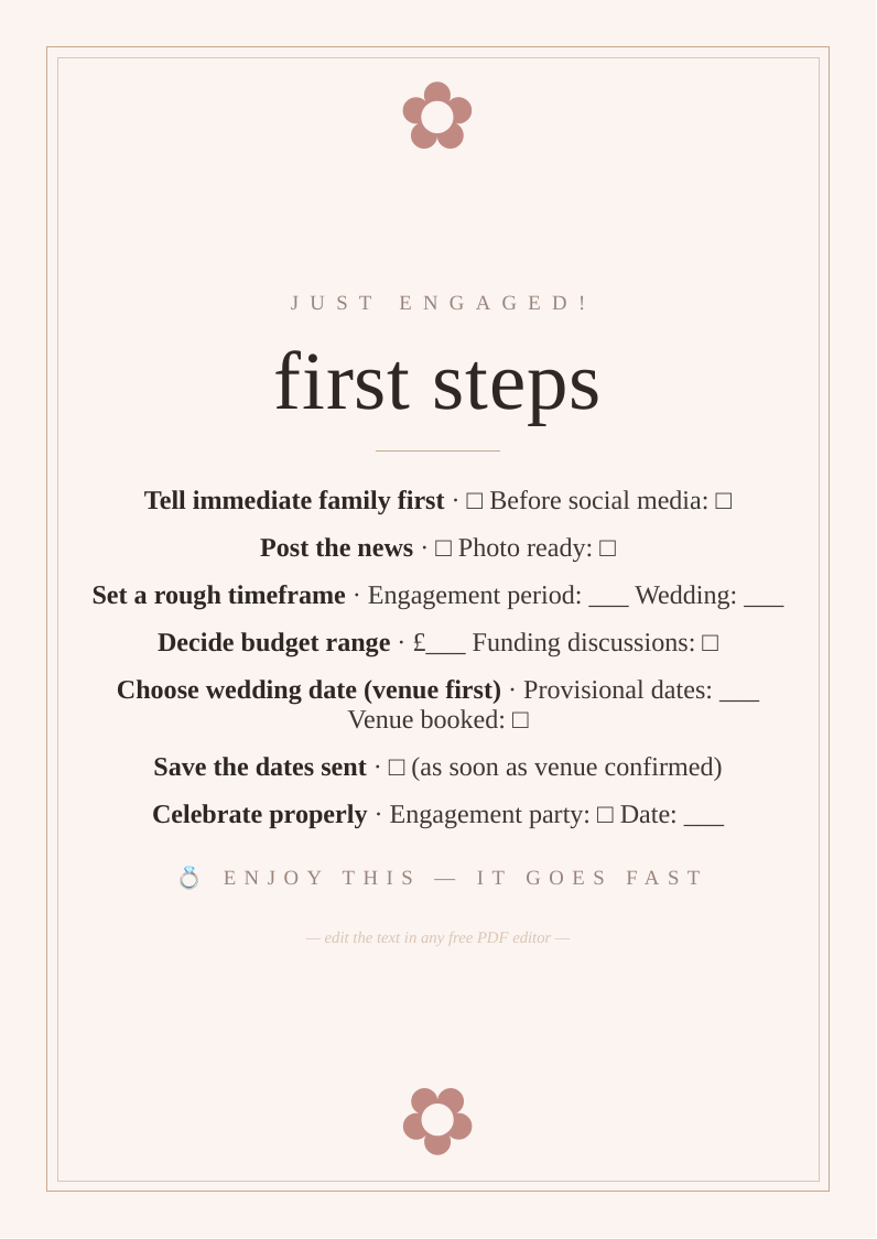 Newly engaged couple checklist