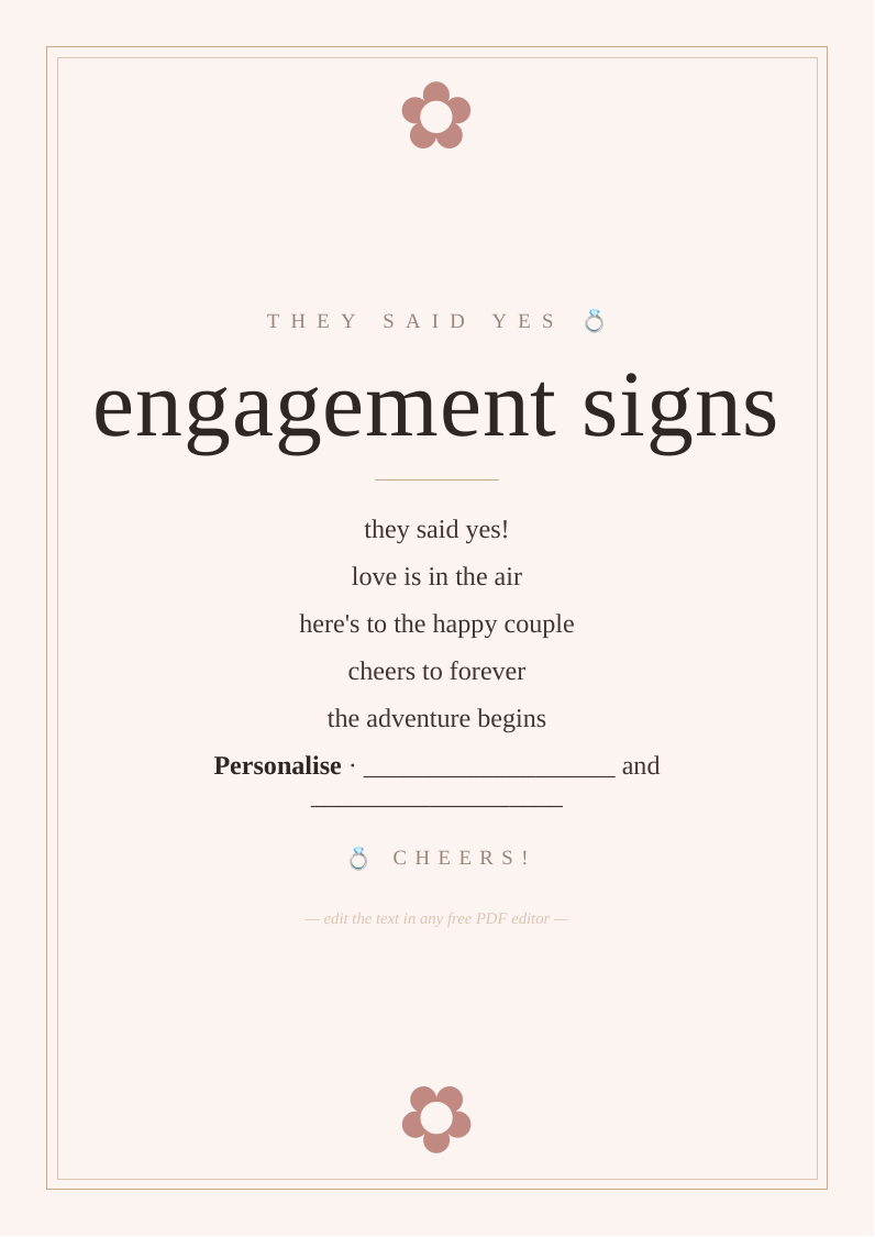 Engagement party decor signs