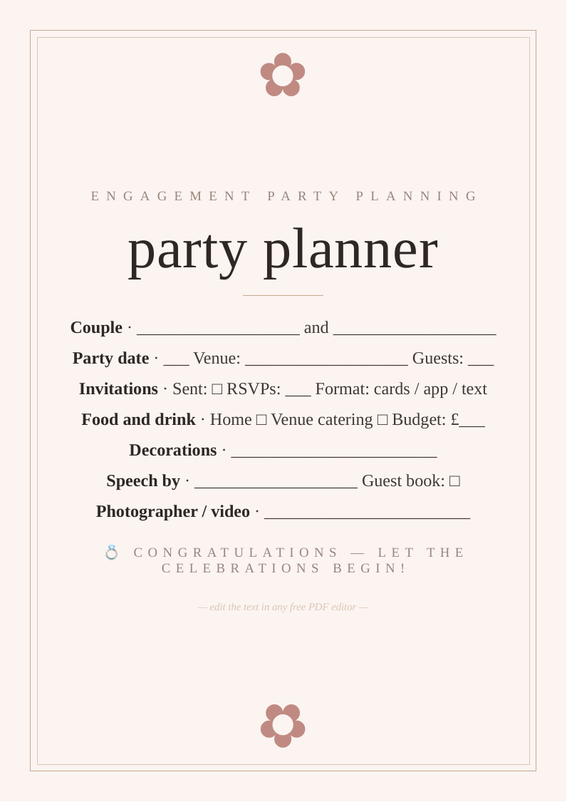 Engagement party planner