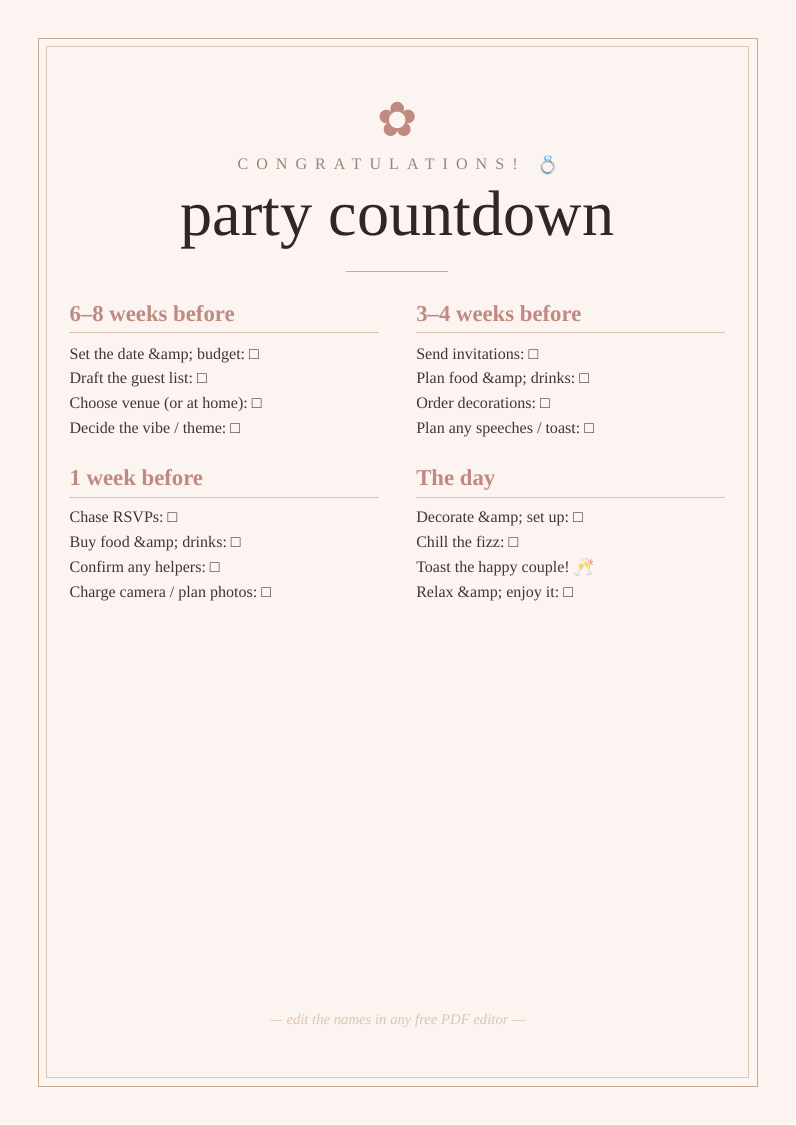 Engagement party planning timeline