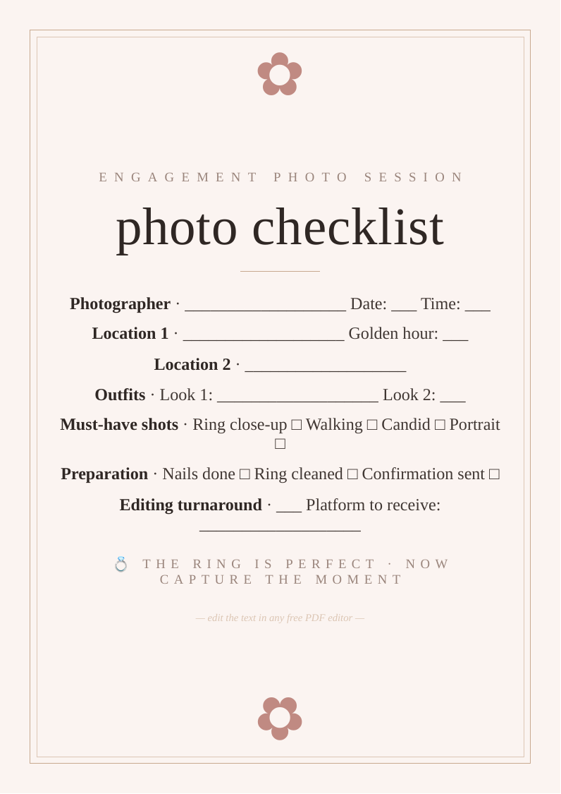 Engagement photo checklist