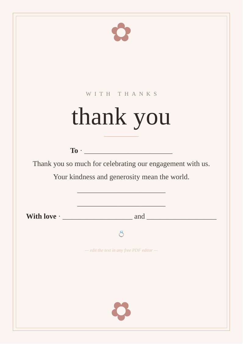 Engagement thank you card