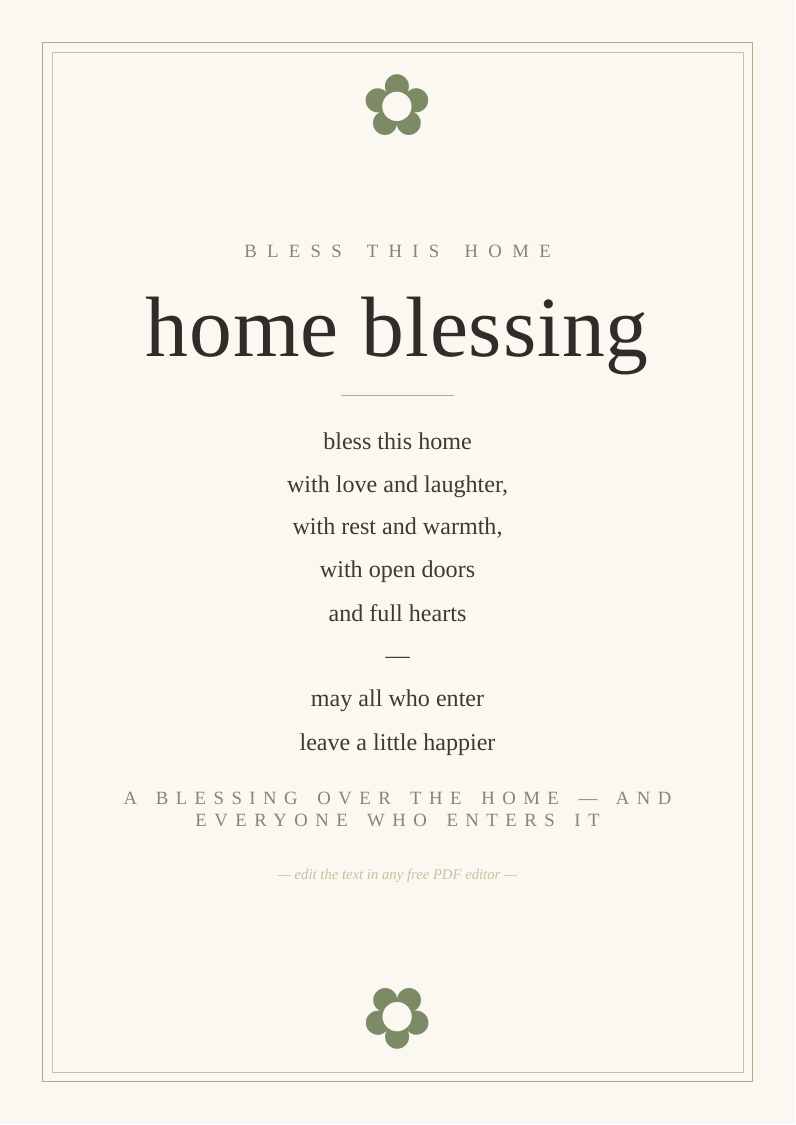 Home blessing wall print