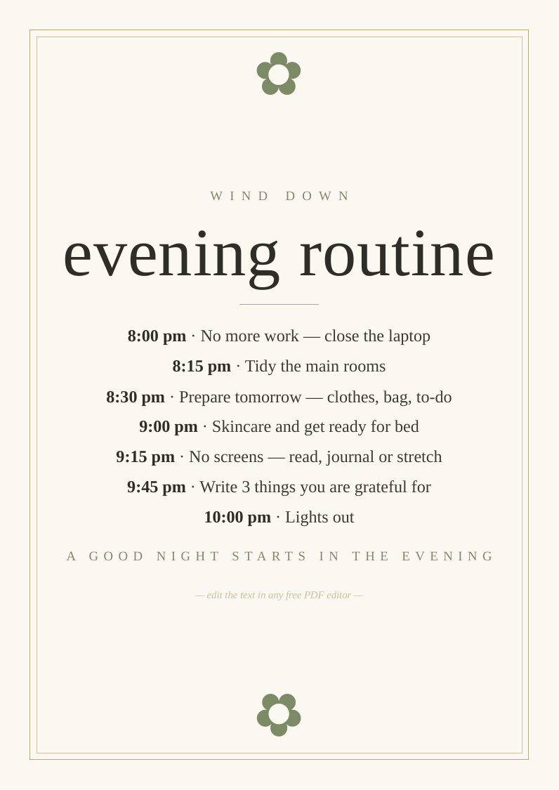 Evening routine