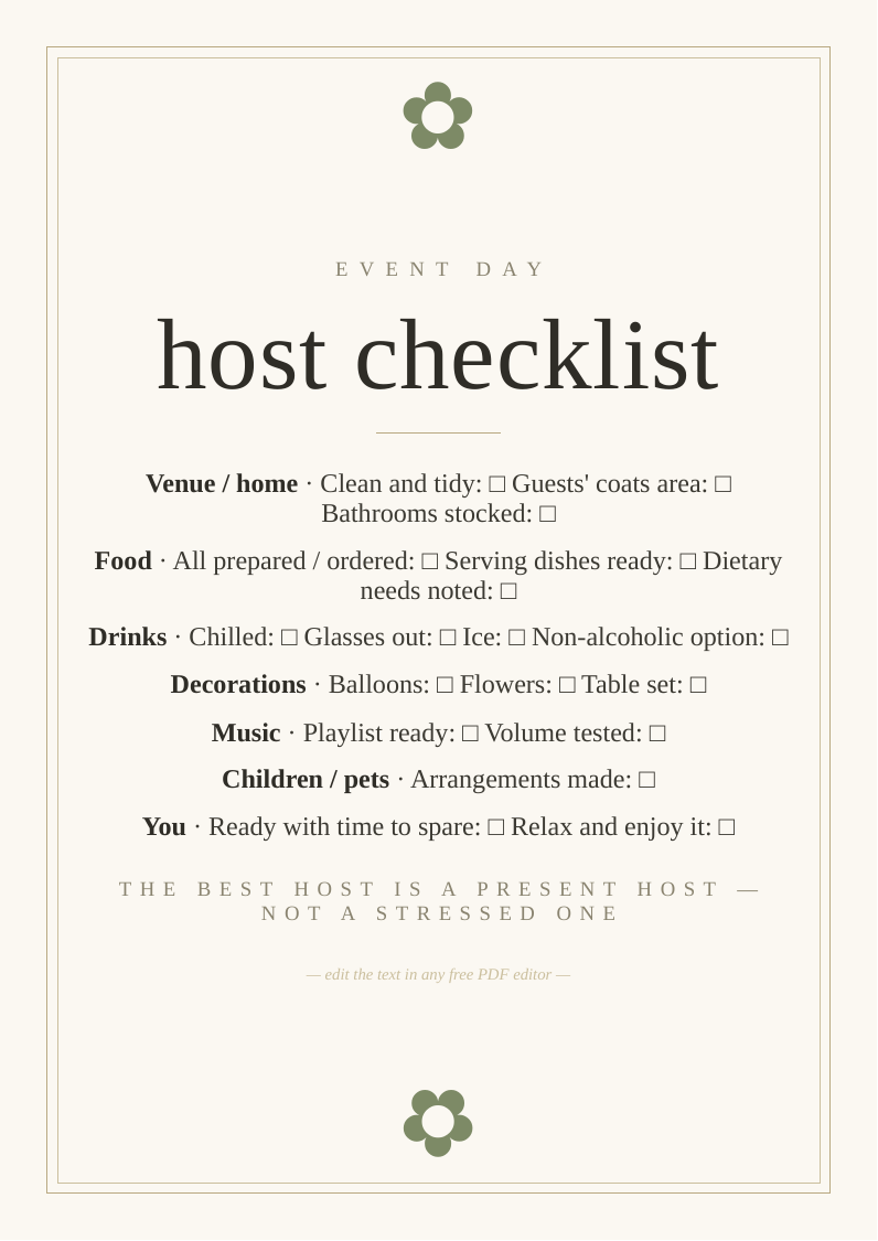 Event day checklist