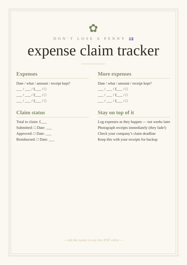 Expense claim tracker