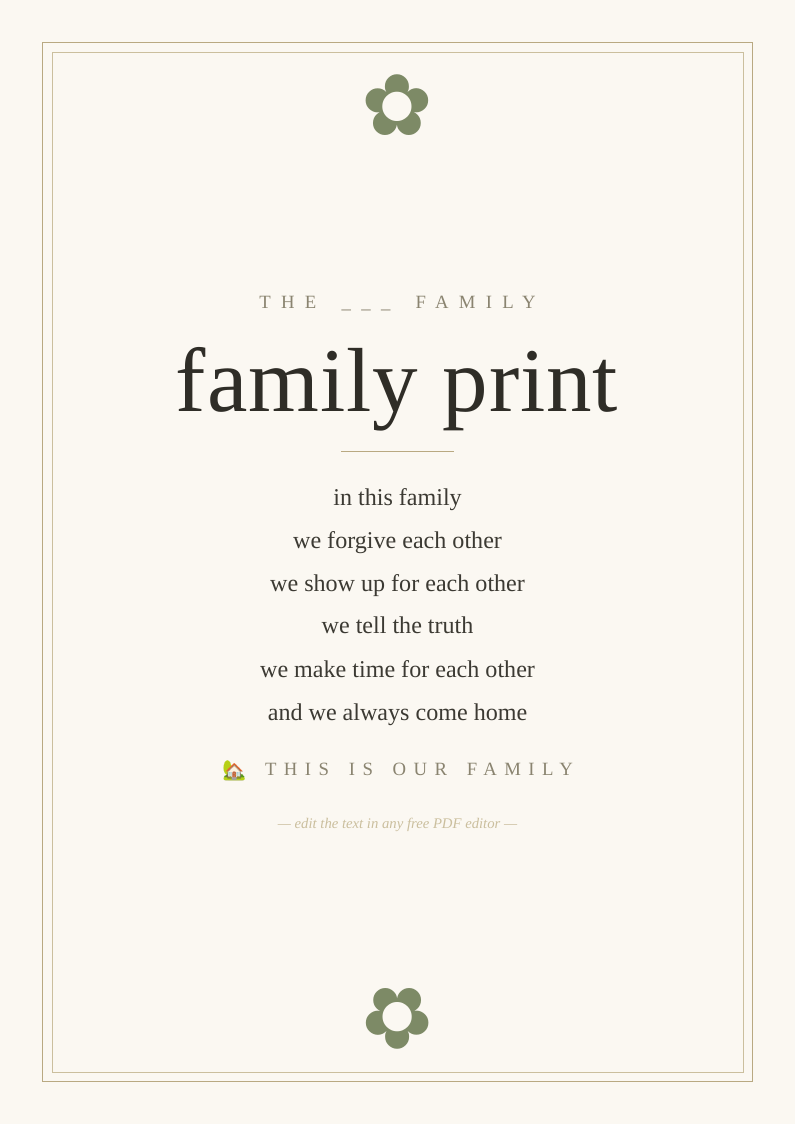 Family values wall print