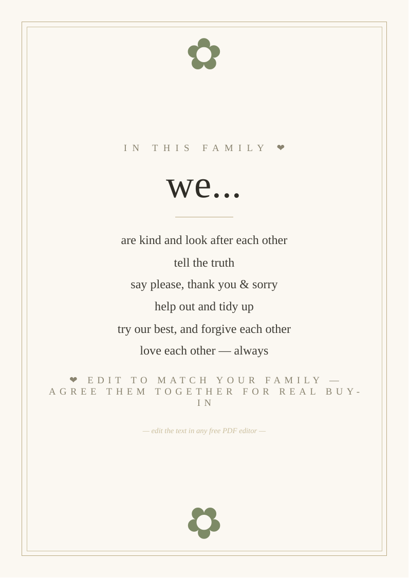 Family rules poster