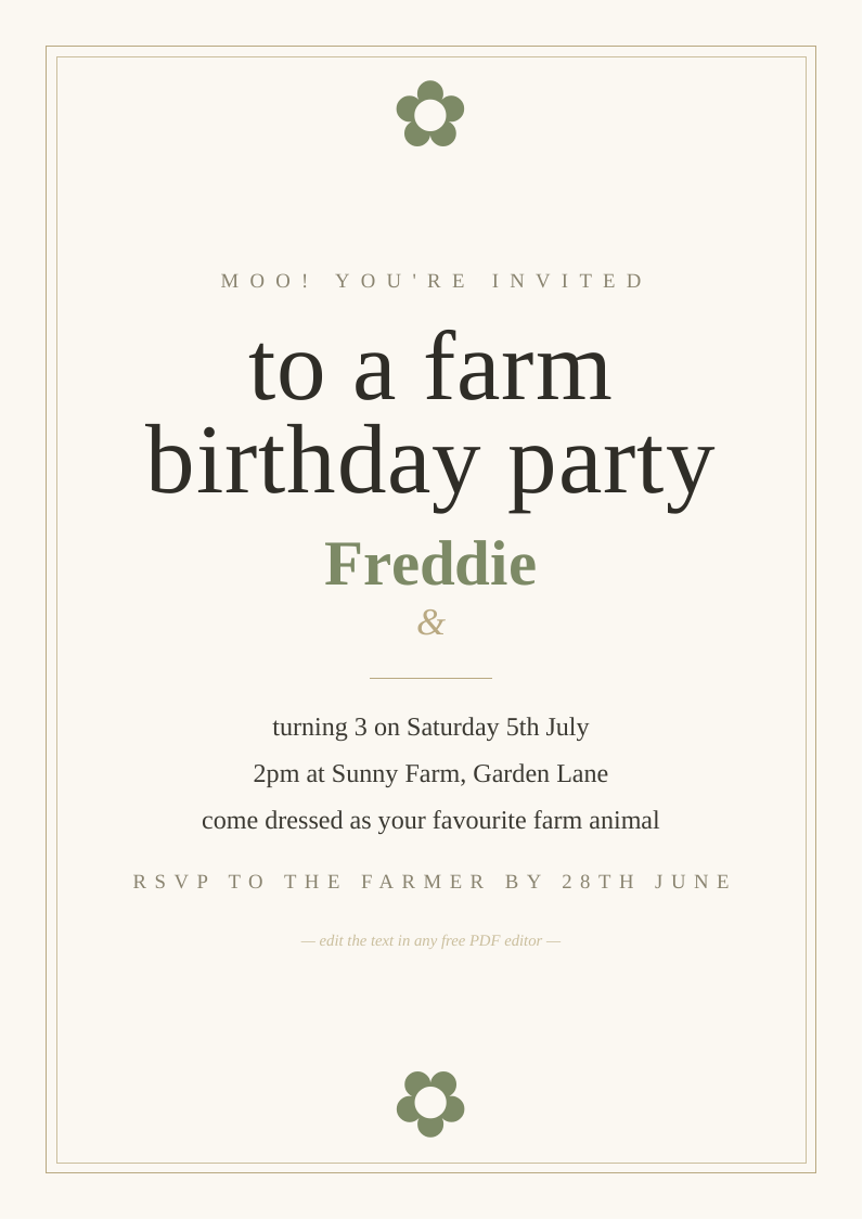 Farm party invitation
