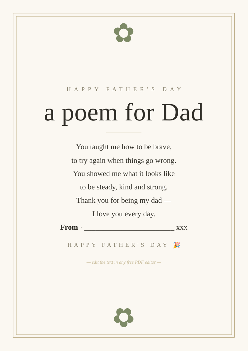 Father's Day poem card