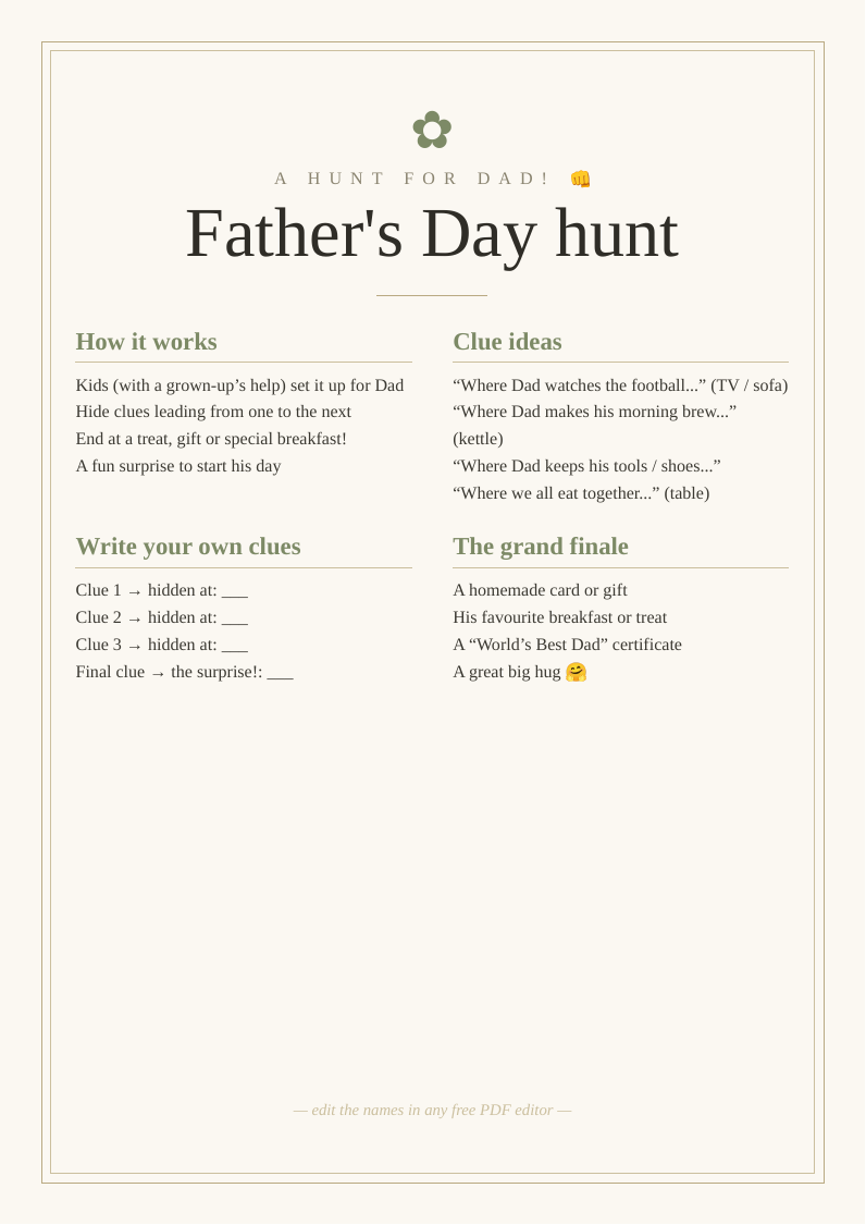 Father's Day scavenger hunt