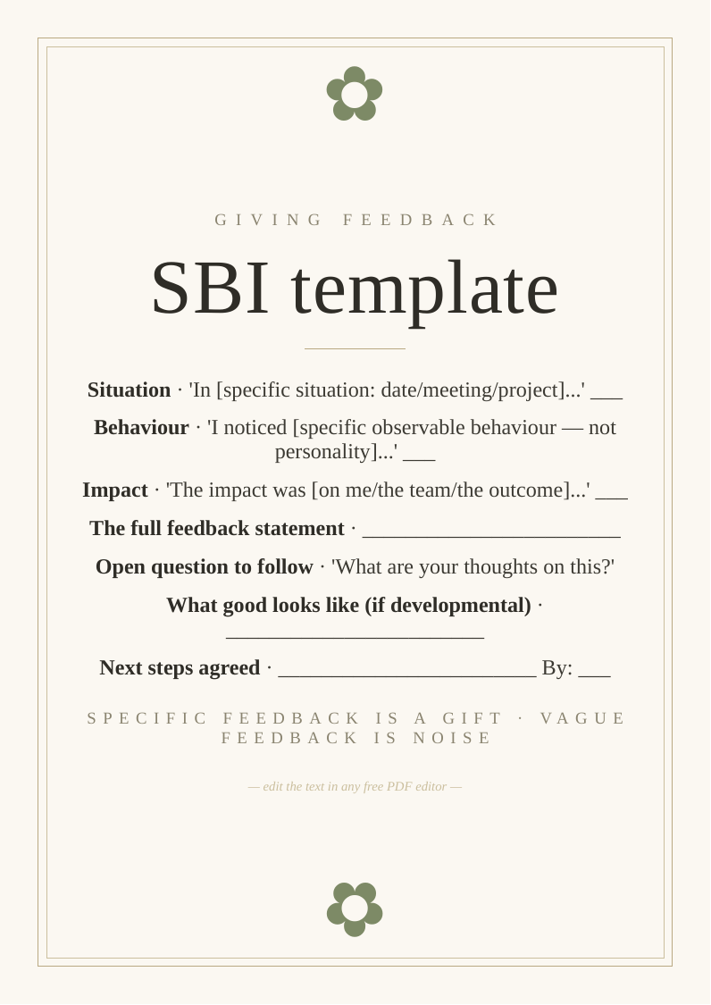 Feedback delivery template