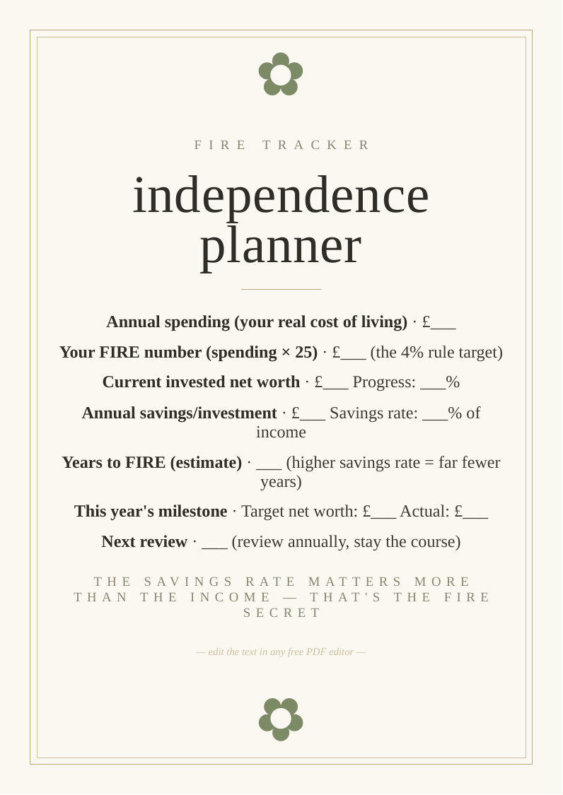FIRE financial independence tracker