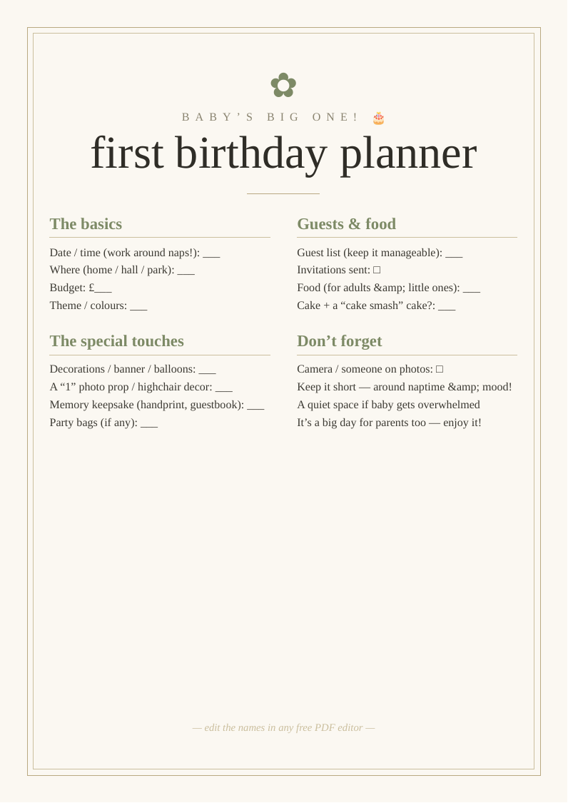 First birthday party planner