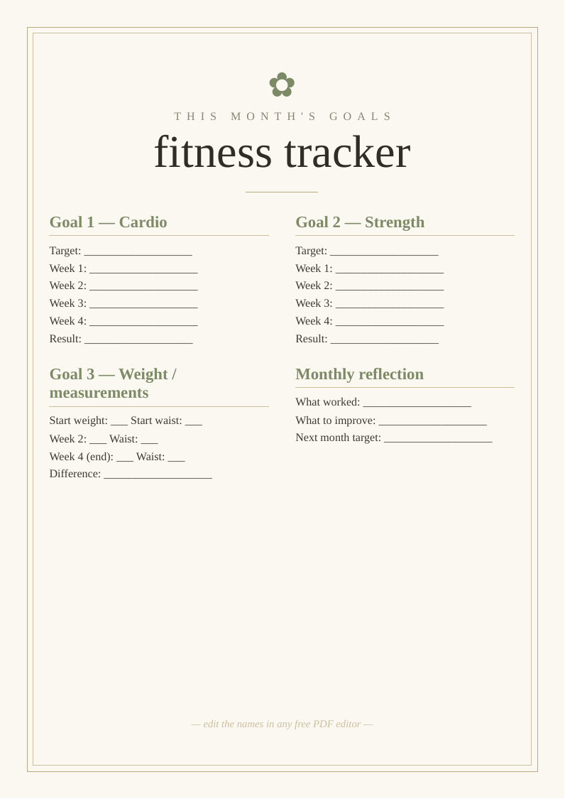 Fitness goal tracker