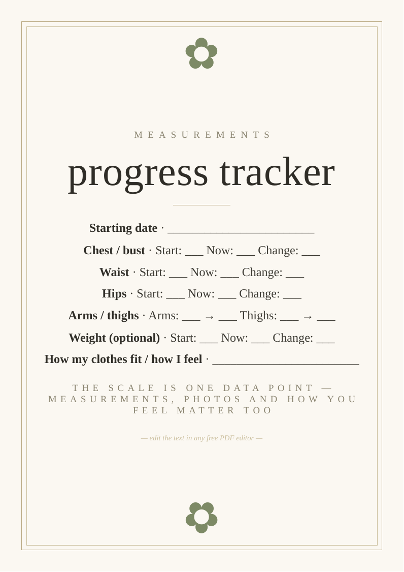 Body measurements progress tracker