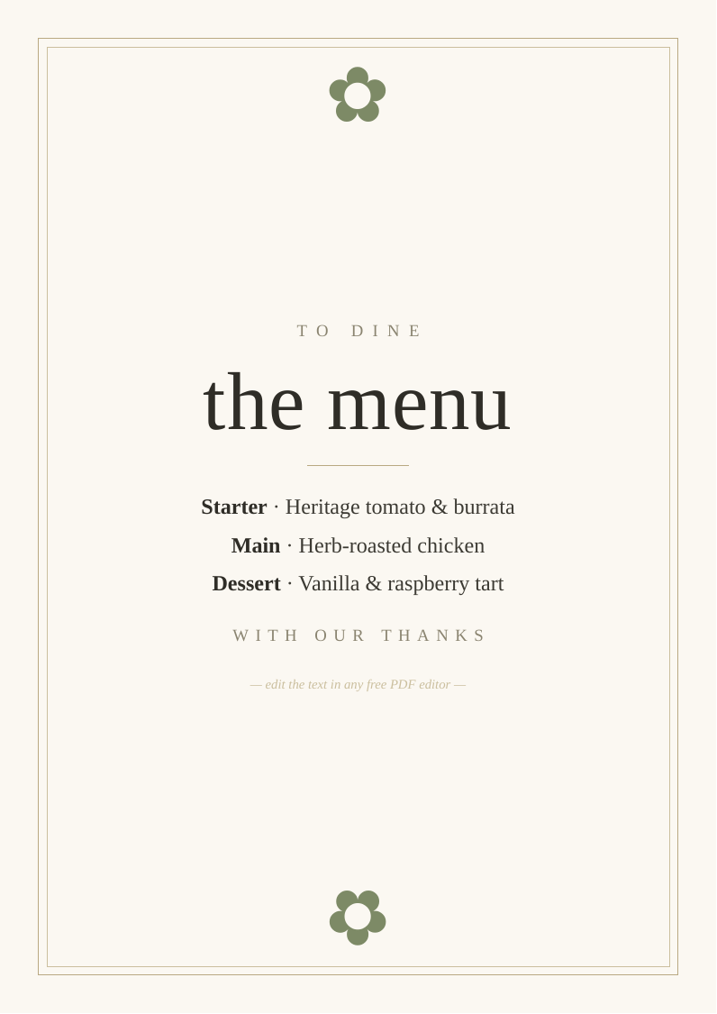 Food menu