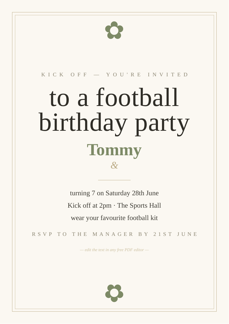 Football party invitation