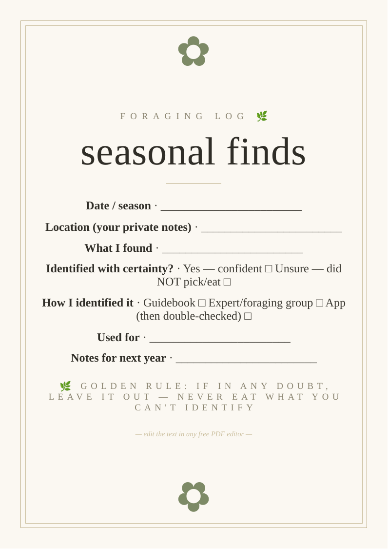 Seasonal foraging log