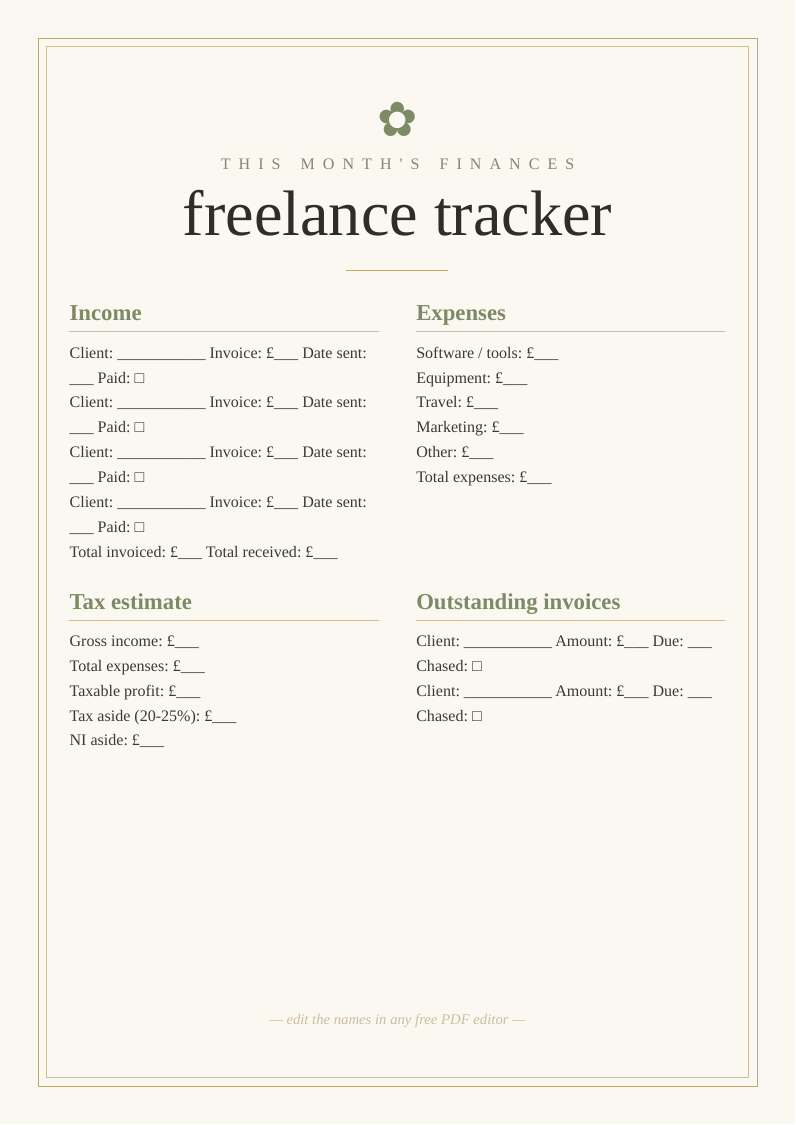 Freelance income tracker