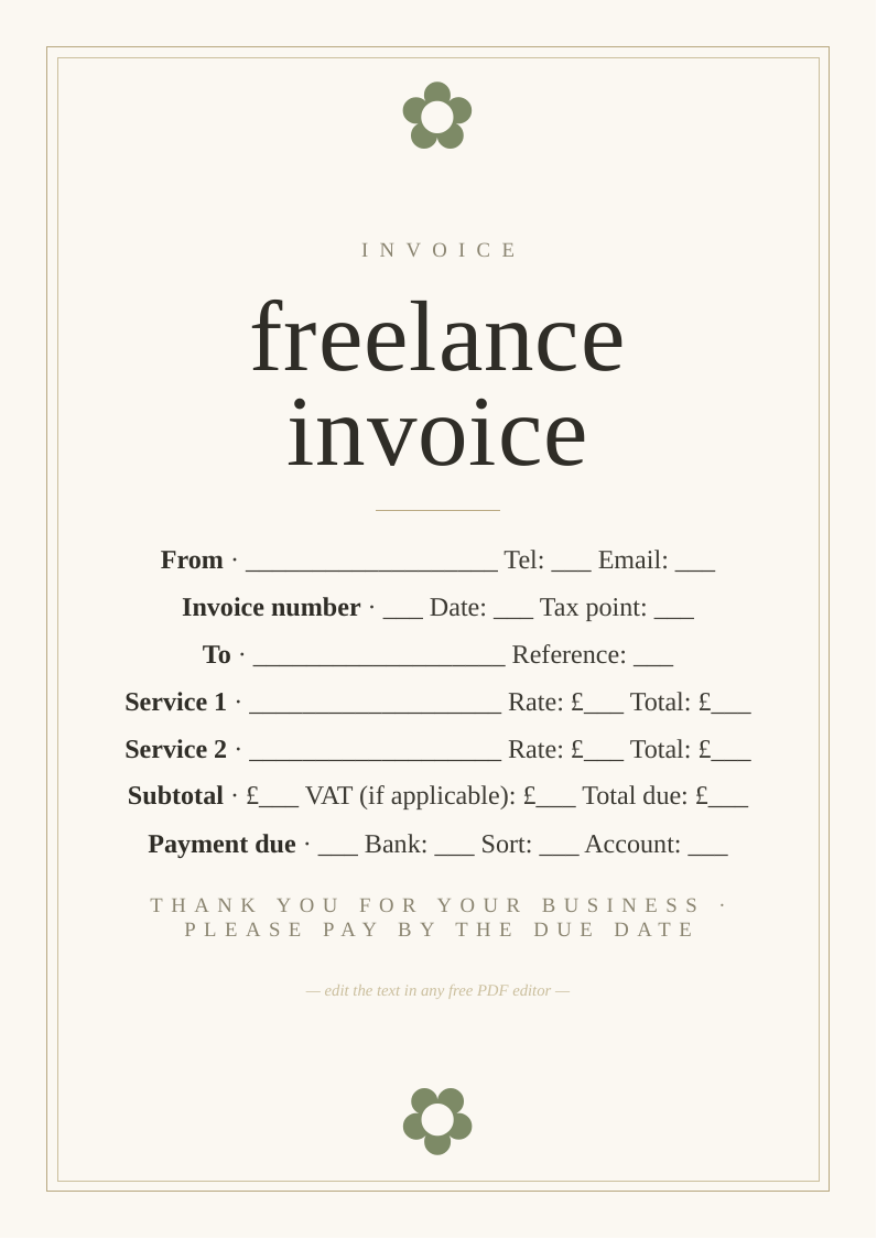 Freelance invoice template