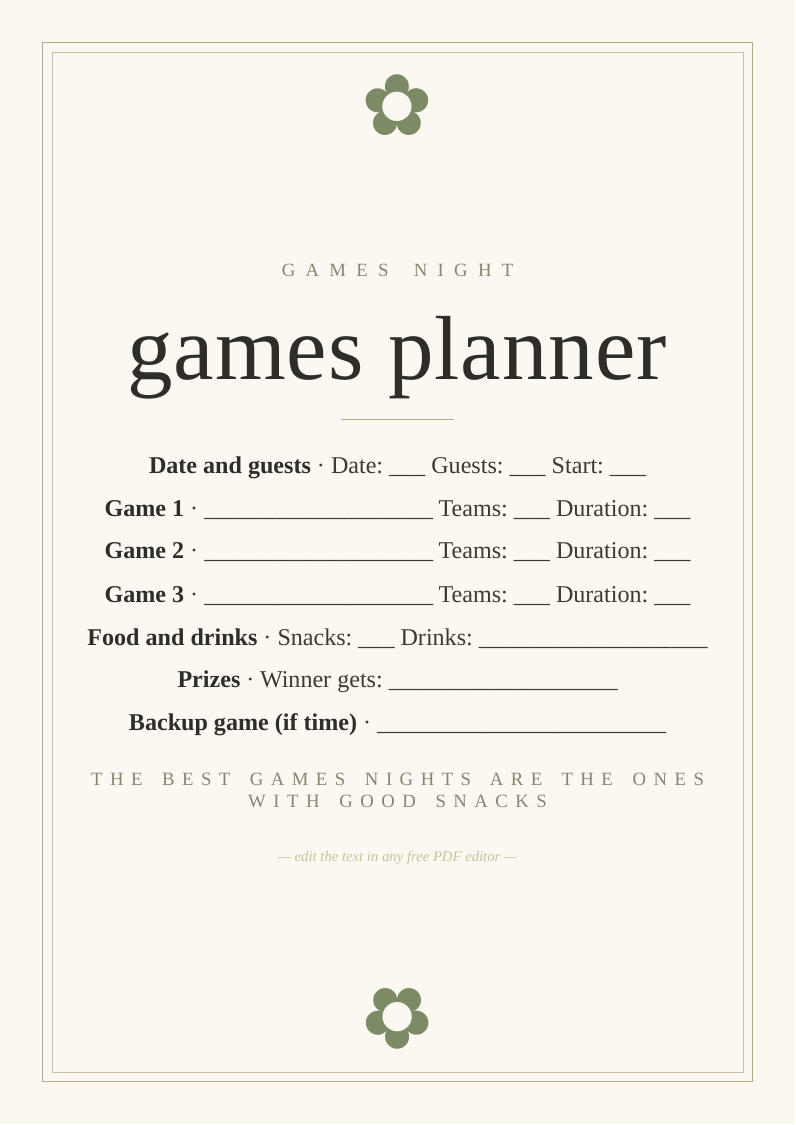 Games night planner