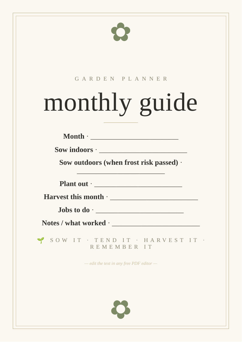 Monthly garden planning guide