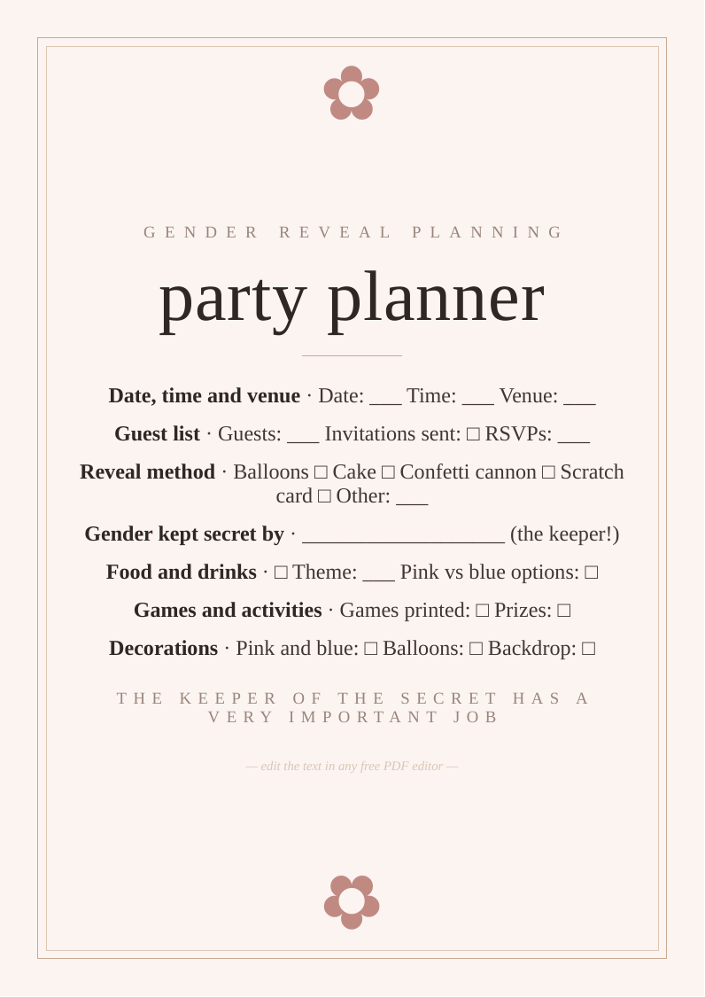 Gender reveal party planner
