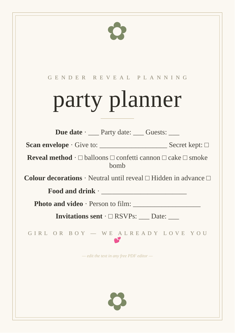 Gender reveal party planner