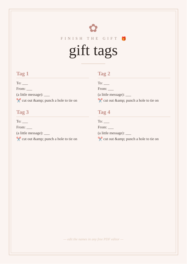 Blank gift tags
