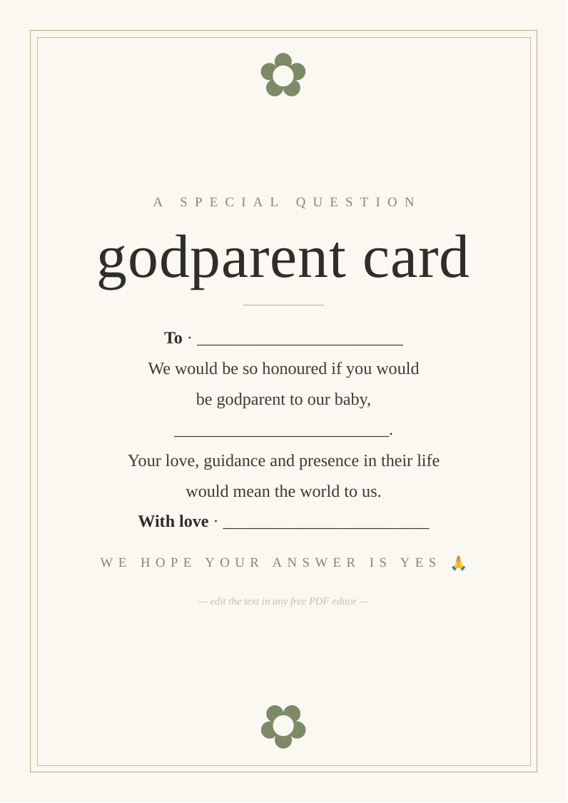 Godparent request card