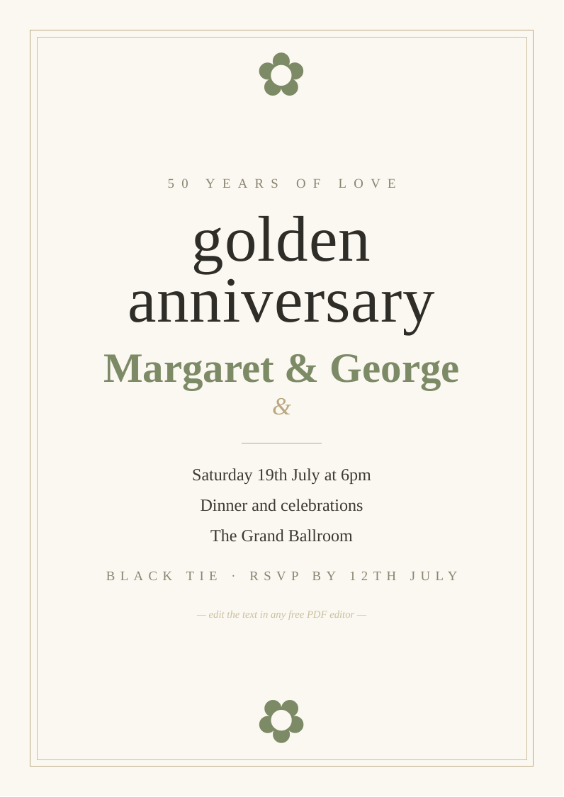 Golden anniversary invitation