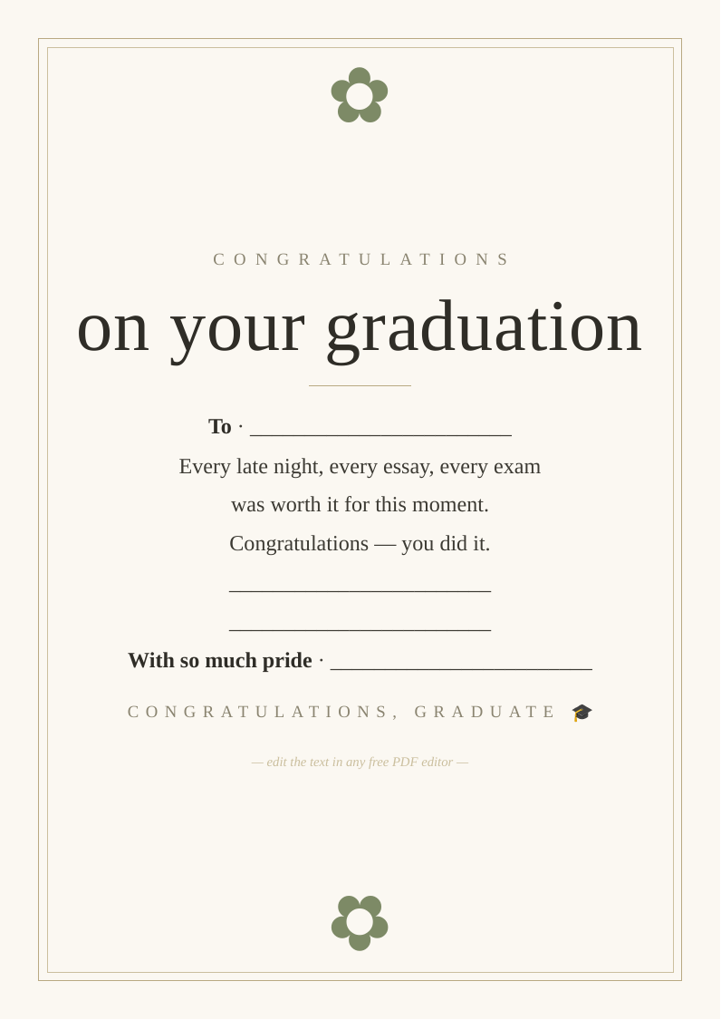 Graduation congratulations card