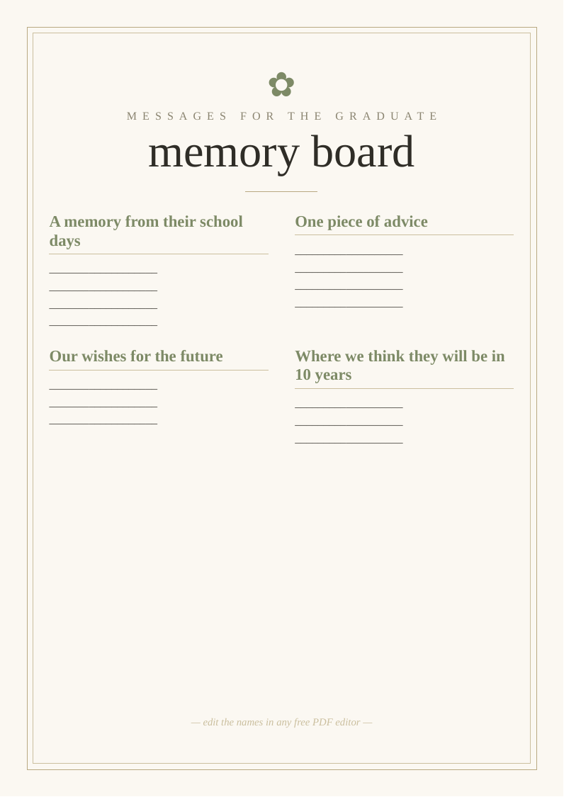 Graduation memory board