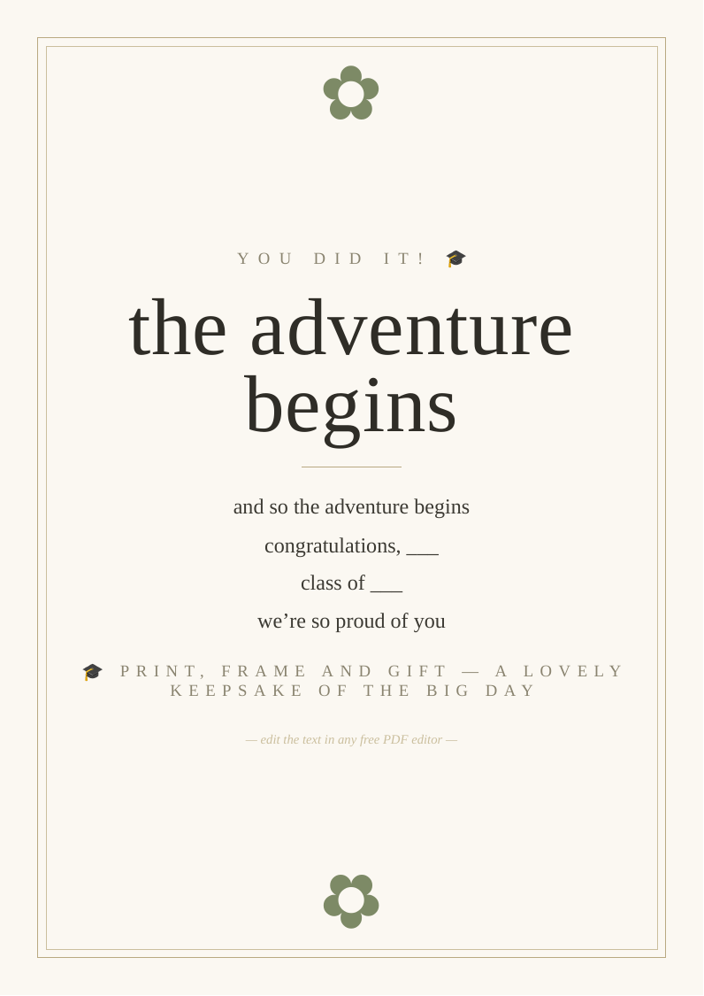 Graduation quote print
