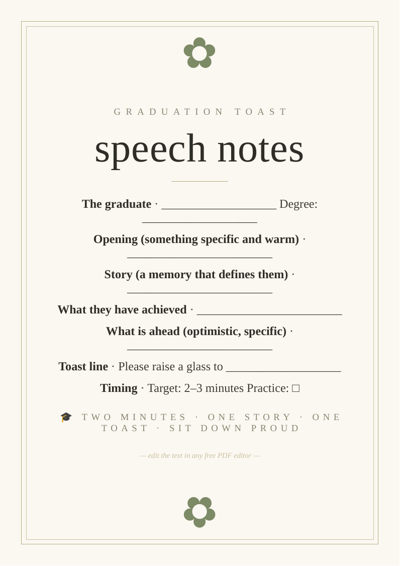 Graduation toast speech notes