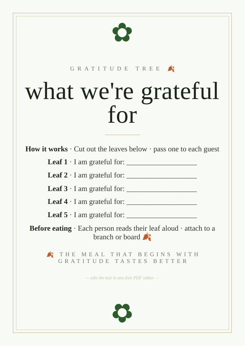 Thanksgiving gratitude tree activity