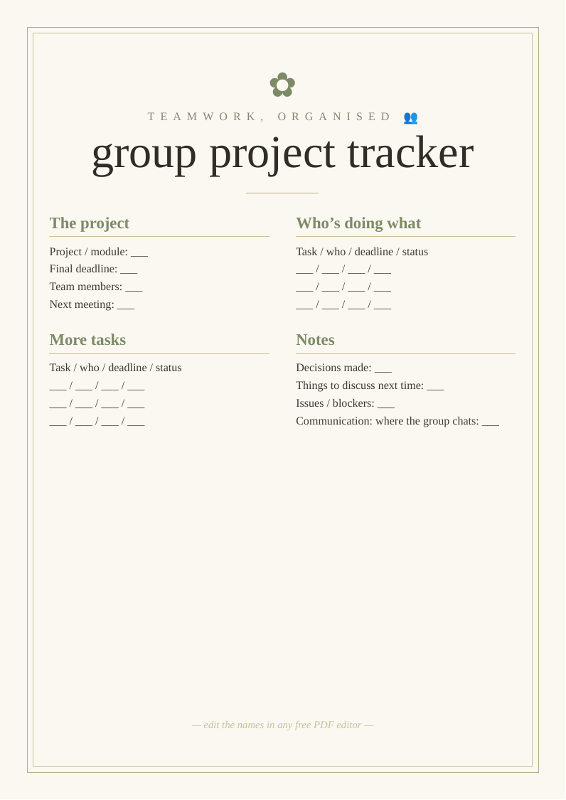 Group project tracker