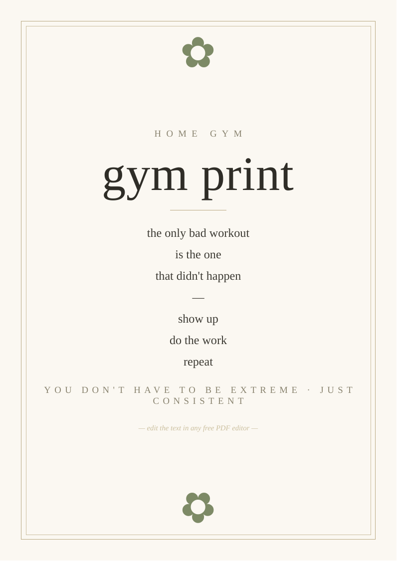 Home gym motivational print